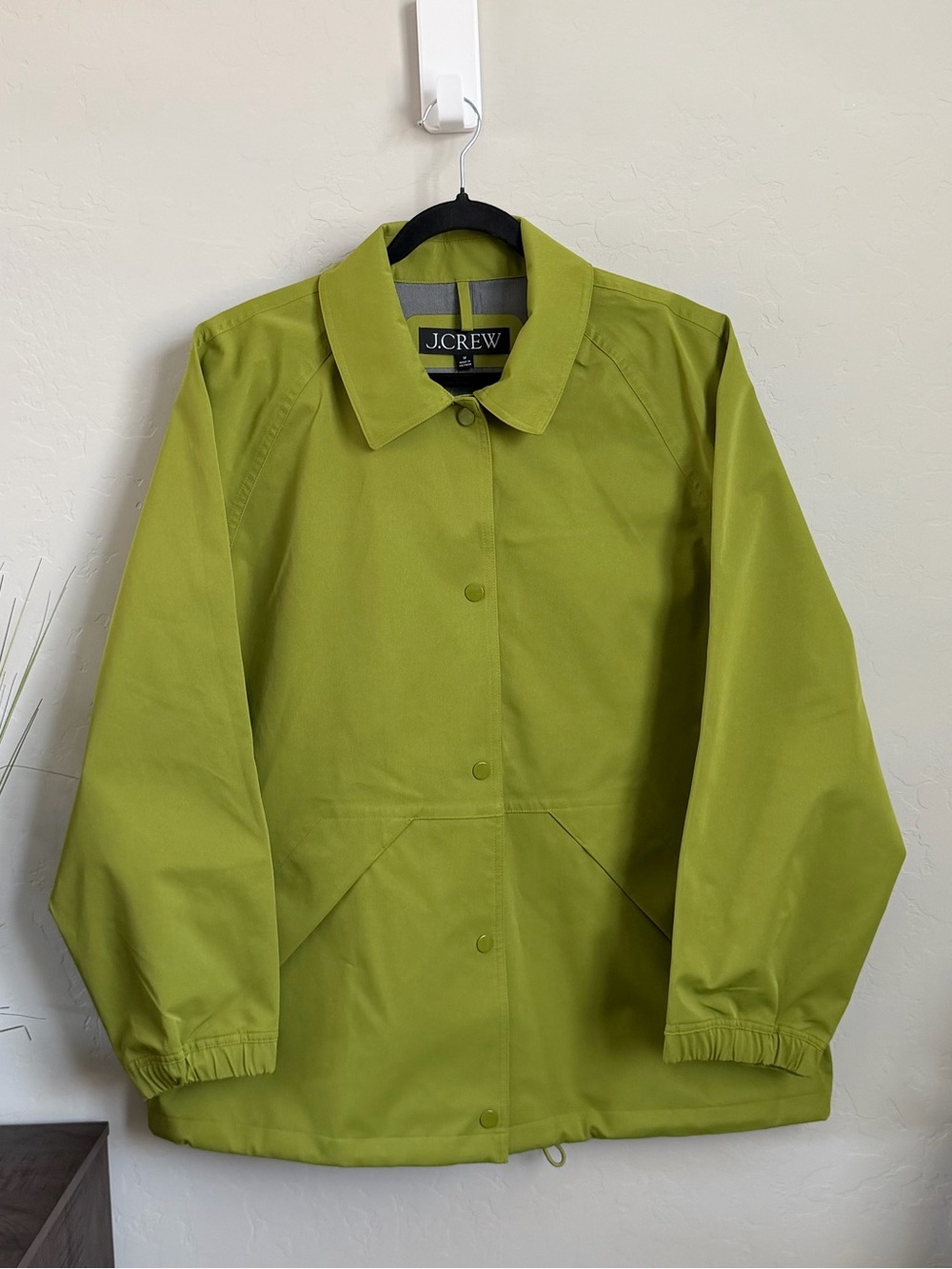 J.Crew CS403 Lightweight Technical Rain Jacket Chartreuse Green M NWT